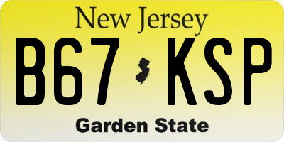 NJ license plate B67KSP