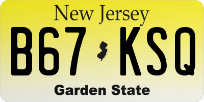 NJ license plate B67KSQ
