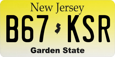 NJ license plate B67KSR