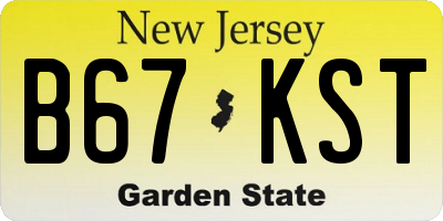NJ license plate B67KST