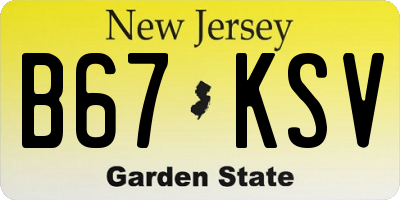 NJ license plate B67KSV