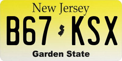 NJ license plate B67KSX
