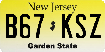 NJ license plate B67KSZ