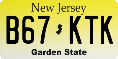 NJ license plate B67KTK