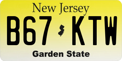 NJ license plate B67KTW