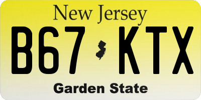 NJ license plate B67KTX
