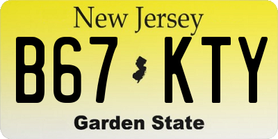 NJ license plate B67KTY