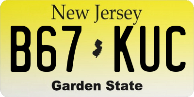 NJ license plate B67KUC