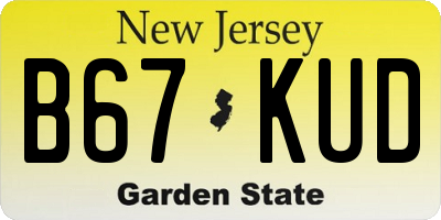 NJ license plate B67KUD