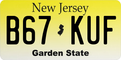 NJ license plate B67KUF