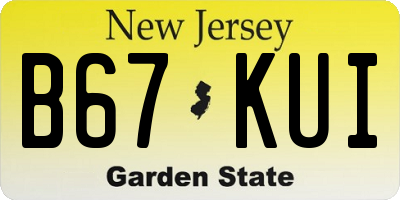 NJ license plate B67KUI