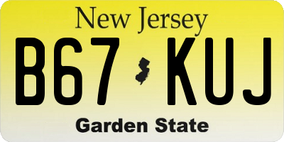 NJ license plate B67KUJ