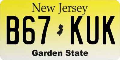 NJ license plate B67KUK