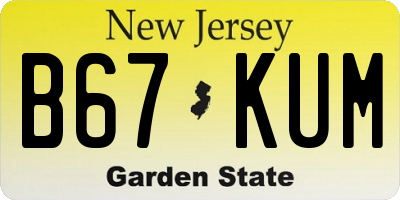 NJ license plate B67KUM