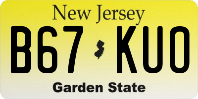 NJ license plate B67KUO