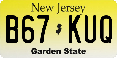NJ license plate B67KUQ