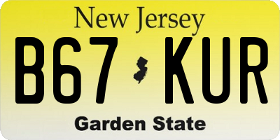 NJ license plate B67KUR
