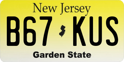 NJ license plate B67KUS