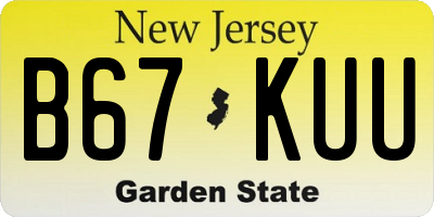 NJ license plate B67KUU