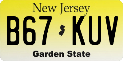 NJ license plate B67KUV