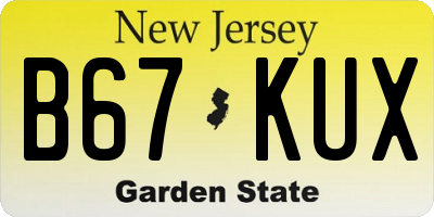 NJ license plate B67KUX