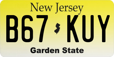 NJ license plate B67KUY