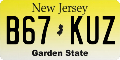 NJ license plate B67KUZ