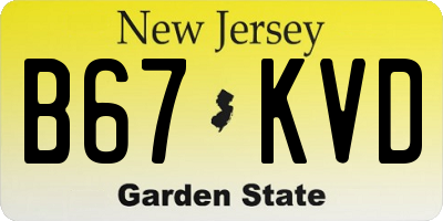 NJ license plate B67KVD
