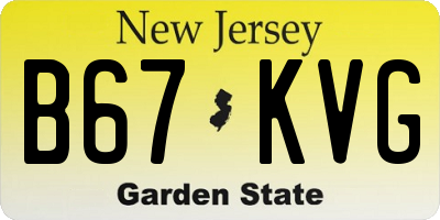NJ license plate B67KVG