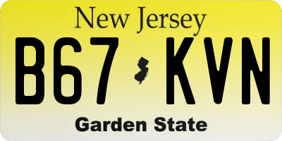 NJ license plate B67KVN
