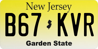 NJ license plate B67KVR