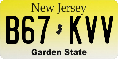 NJ license plate B67KVV