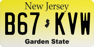 NJ license plate B67KVW