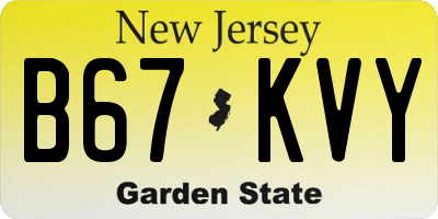 NJ license plate B67KVY
