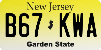 NJ license plate B67KWA