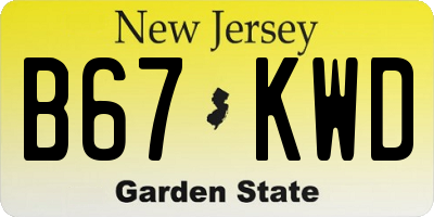 NJ license plate B67KWD