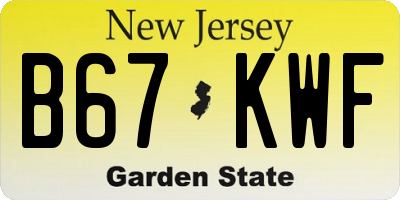 NJ license plate B67KWF