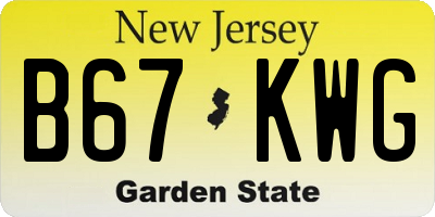 NJ license plate B67KWG