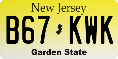 NJ license plate B67KWK