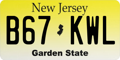 NJ license plate B67KWL