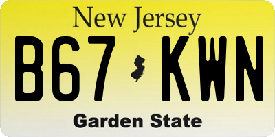 NJ license plate B67KWN