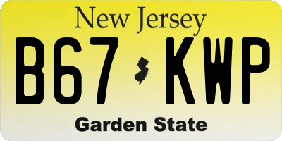 NJ license plate B67KWP