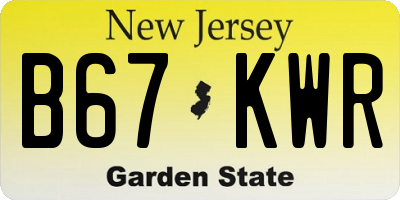 NJ license plate B67KWR