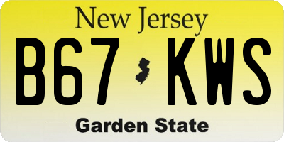 NJ license plate B67KWS