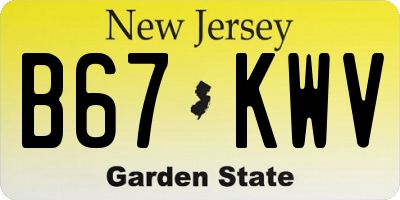 NJ license plate B67KWV