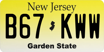 NJ license plate B67KWW