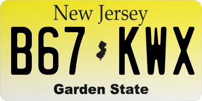 NJ license plate B67KWX