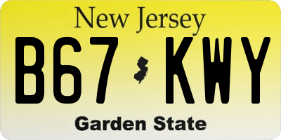 NJ license plate B67KWY