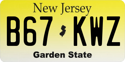 NJ license plate B67KWZ