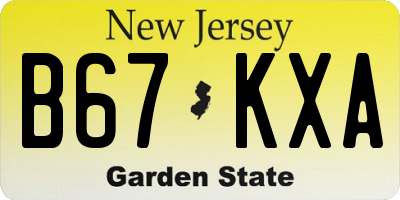 NJ license plate B67KXA